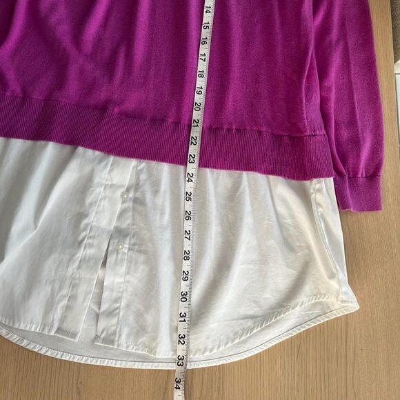 Ralph Lauren Orchid Pink Purple Sweater Exposed White Collar Button up Shirt XL - Picture 8 of 9